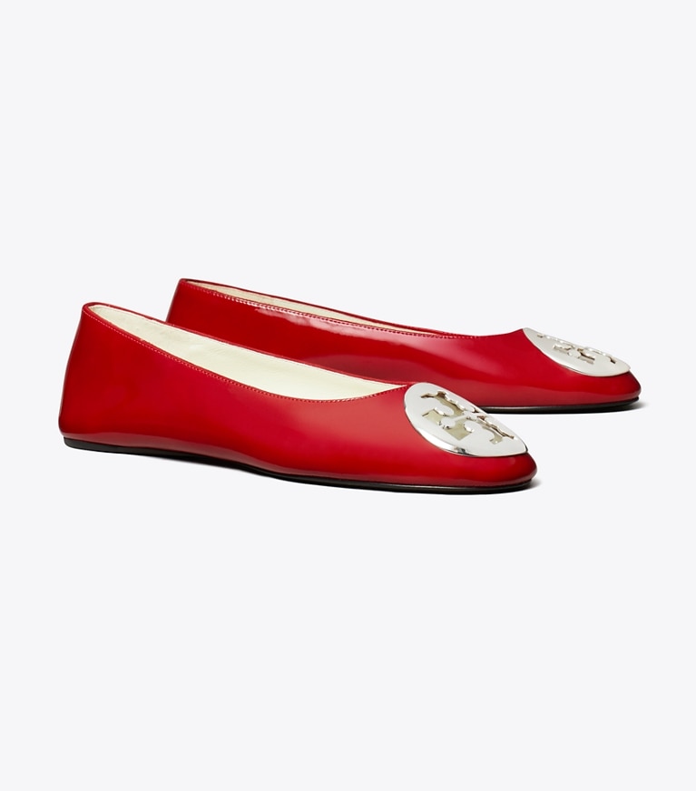 Tory Burch designer flats Reva Ballet in TOUCAN RED angle