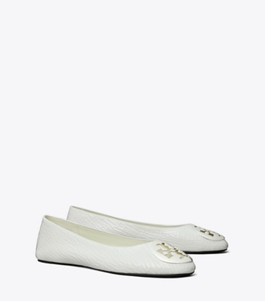 Tory Burch designer flats Reva Ballet in BIANCO angle