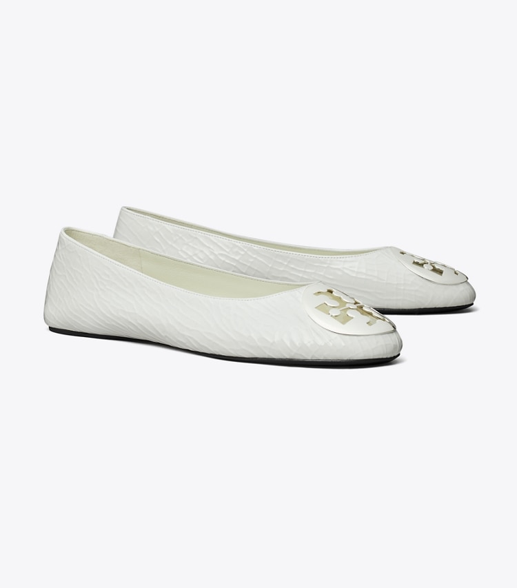 Tory Burch designer flats Reva Ballet in BIANCO angle