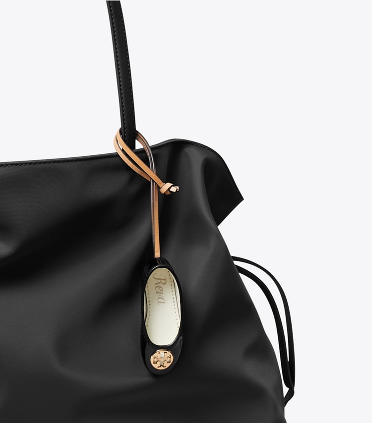 Tory Burch designer bag charms & key rings Reva Ballet Bag Charm in Black / Gold detail