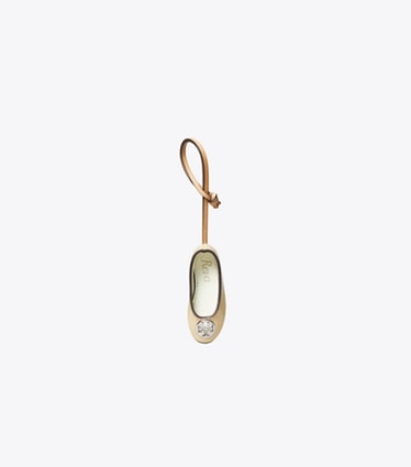 Tory Burch designer bag charms & key rings Reva Ballet Bag Charm in Praline / Silver front