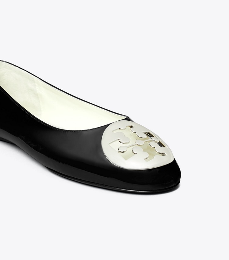 Tory Burch designer flats Reva Ballet in PERFECT BLACK detail