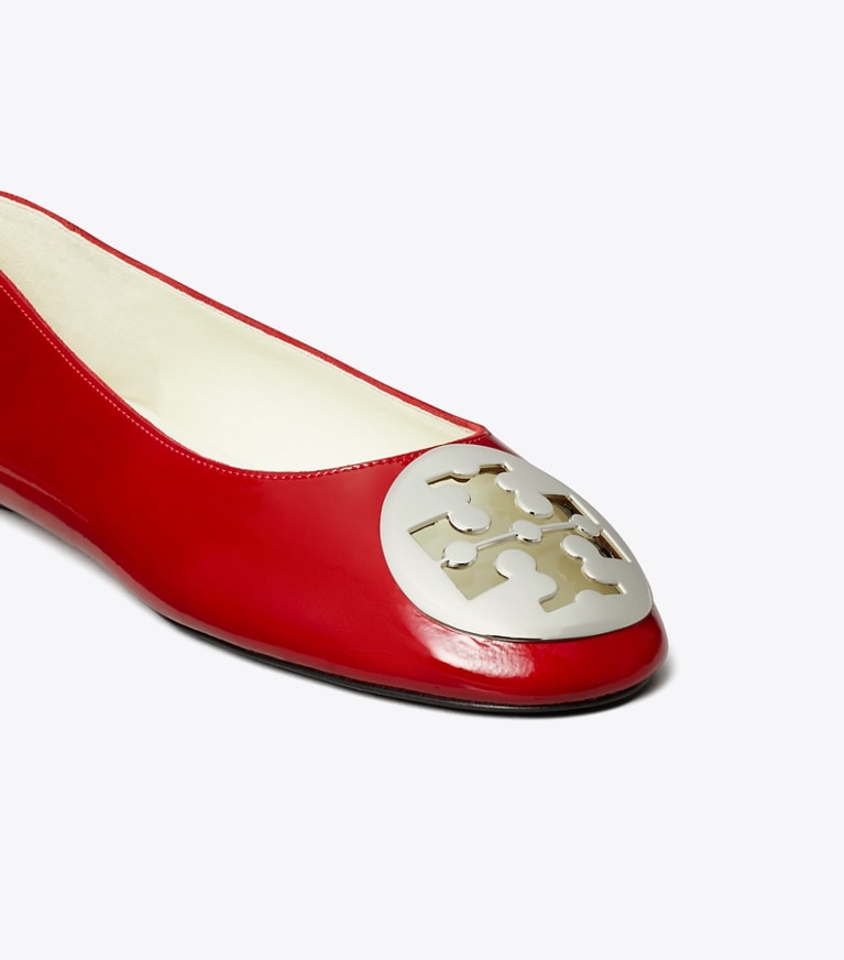 Tory Burch designer flats Reva Ballet in TOUCAN RED angle