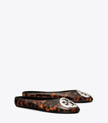 Tory Burch designer flats Reva Ballet Mule in TORTOISE SHELL / GOLD angle