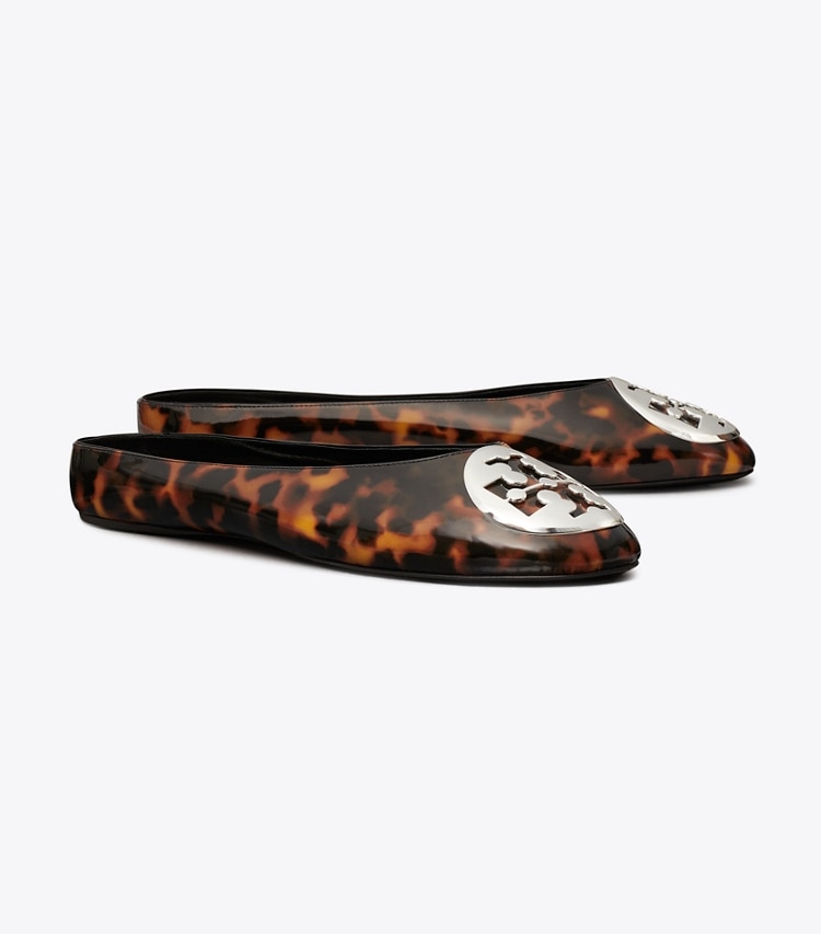 Tory Burch designer flats Reva Ballet Mule in TORTOISE SHELL / GOLD angle