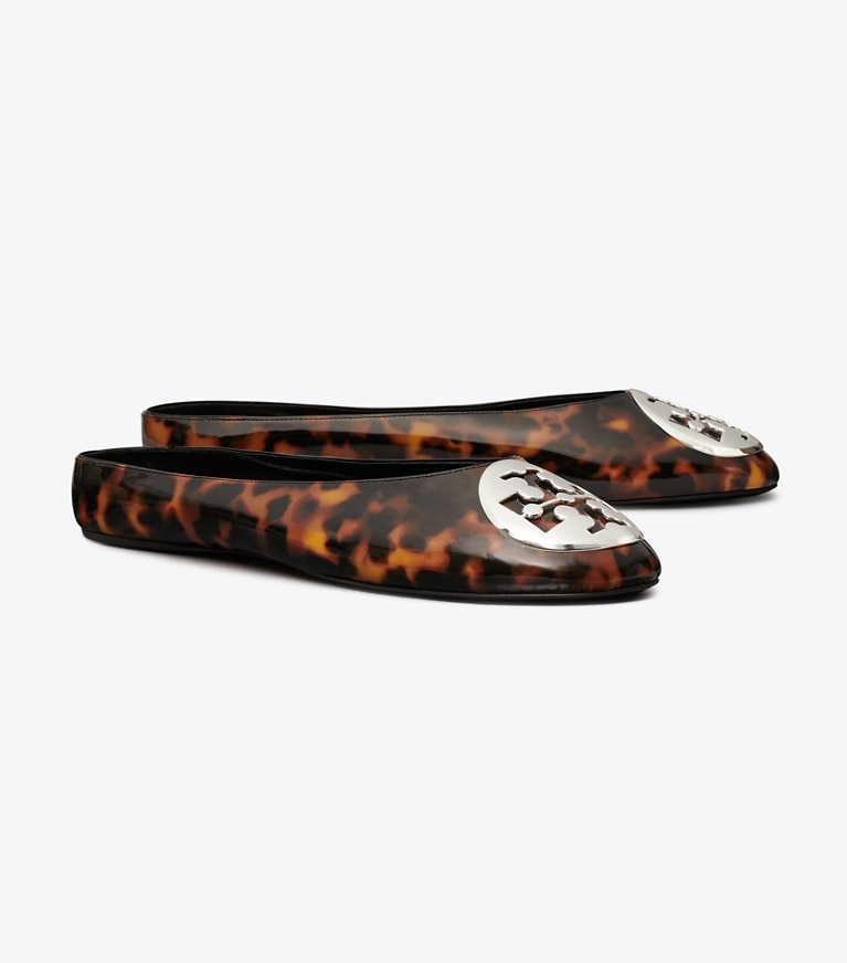 Tory Burch designer flats Reva Ballet Mule in TORTOISE SHELL / GOLD angle