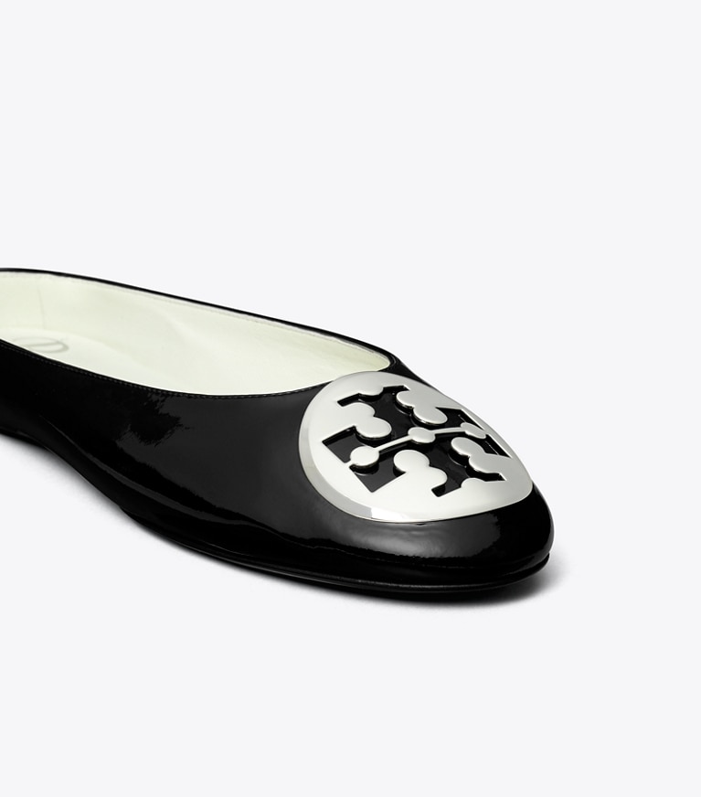 Tory Burch designer flats Reva Ballet Mule in PERFECT BLACK detail