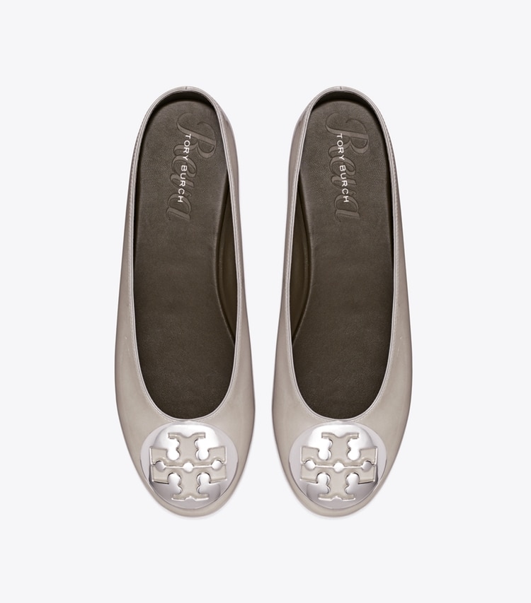 Tory Burch designer flats Reva Ballet Mule in GRAY CLAY overhead