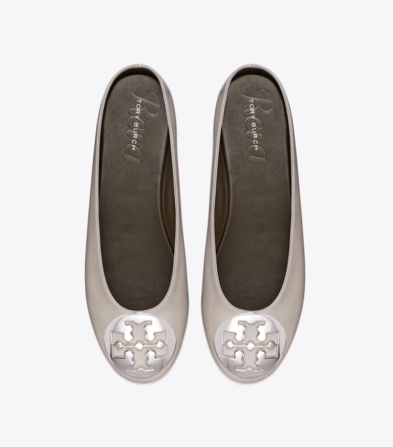 Tory Burch designer flats Reva Ballet Mule in GRAY CLAY overhead