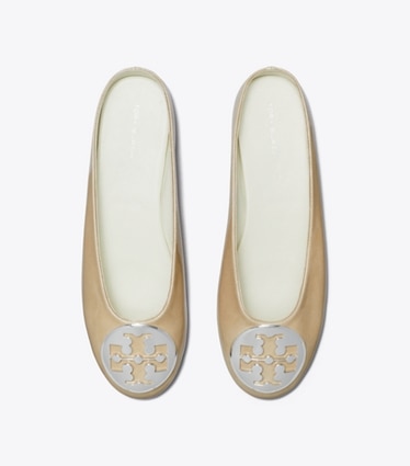 Tory Burch designer flats Reva Ballet Mule in PALO SANTO overhead