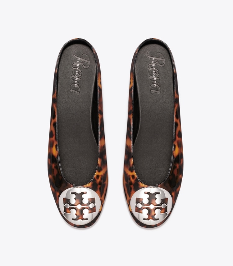 Tory Burch designer flats Reva Ballet Mule in TORTOISE SHELL / GOLD overhead