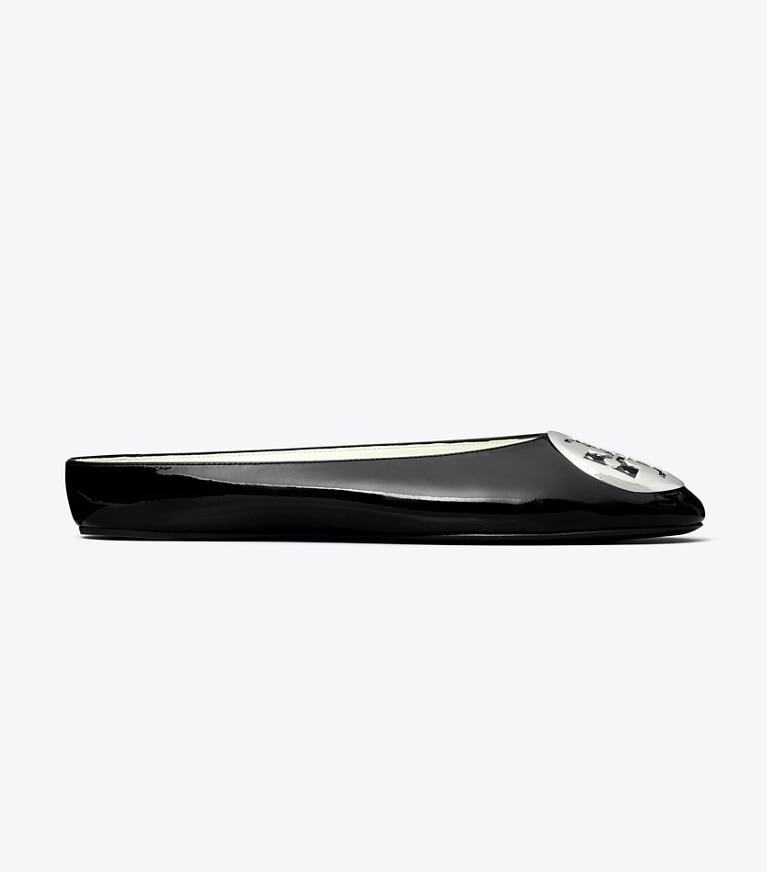 Tory Burch designer flats Reva Ballet Mule in PERFECT BLACK side