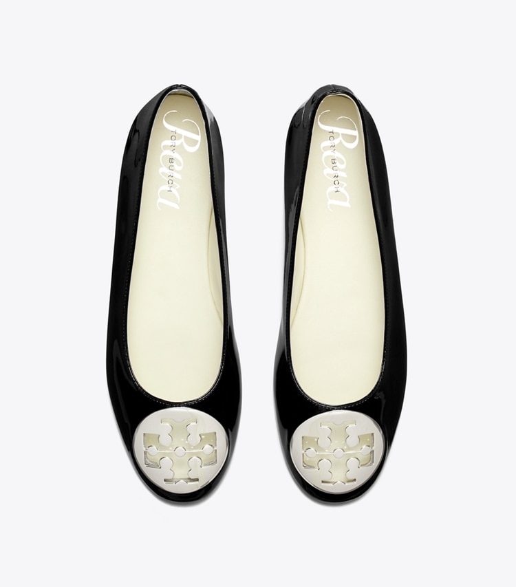 Tory Burch designer flats Reva Ballet in PERFECT BLACK overhead