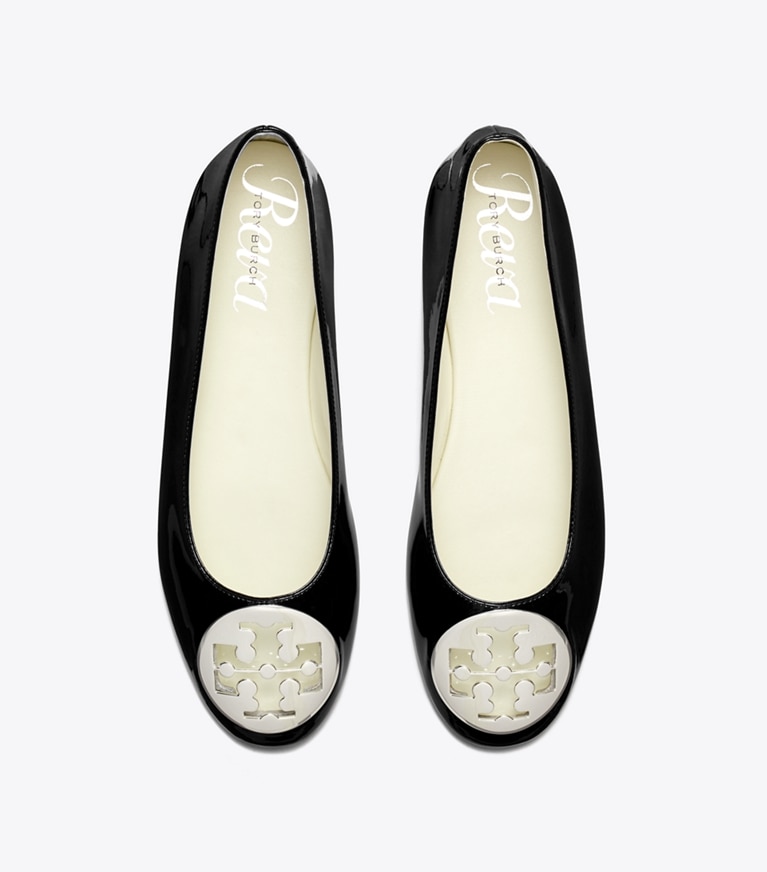 Tory Burch designer flats Reva Ballet in PERFECT BLACK angle