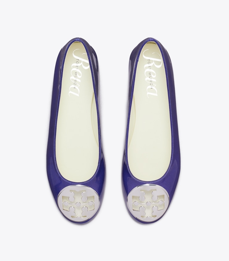 Tory Burch designer flats Reva Ballet in BALLPOINT BLUE angle