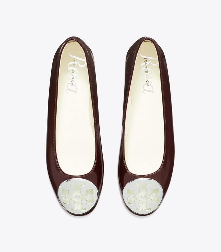 Tory Burch designer flats Reva Ballet in DARK CARMINE angle