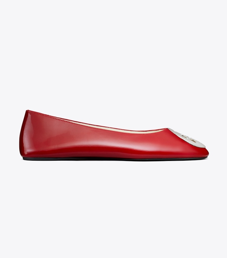 Tory Burch designer flats Reva Ballet in TOUCAN RED angle