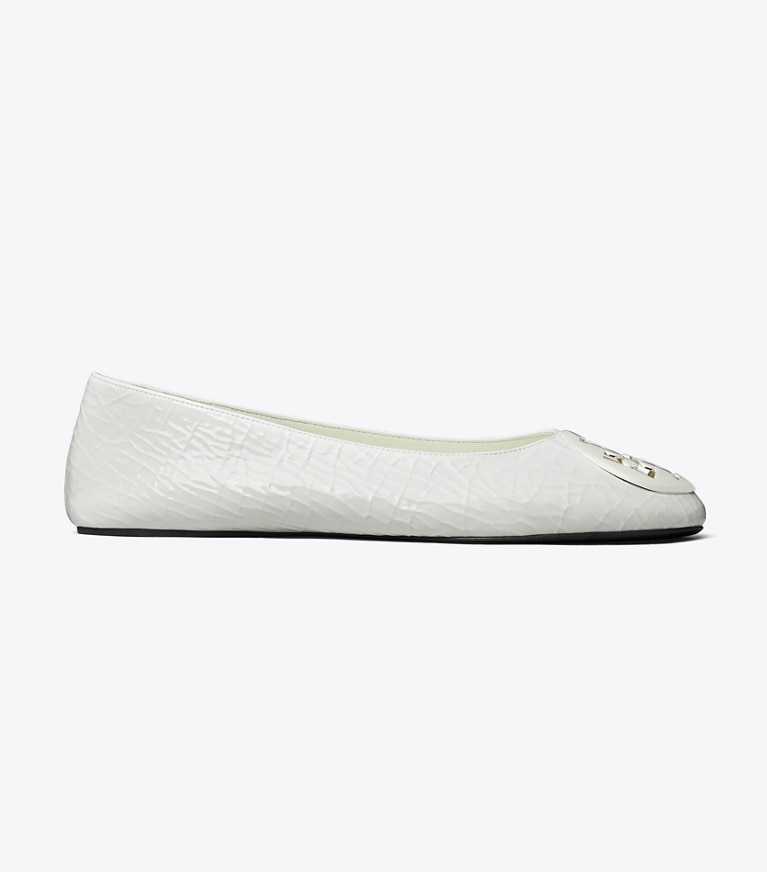 Tory Burch designer flats Reva Ballet in BIANCO angle