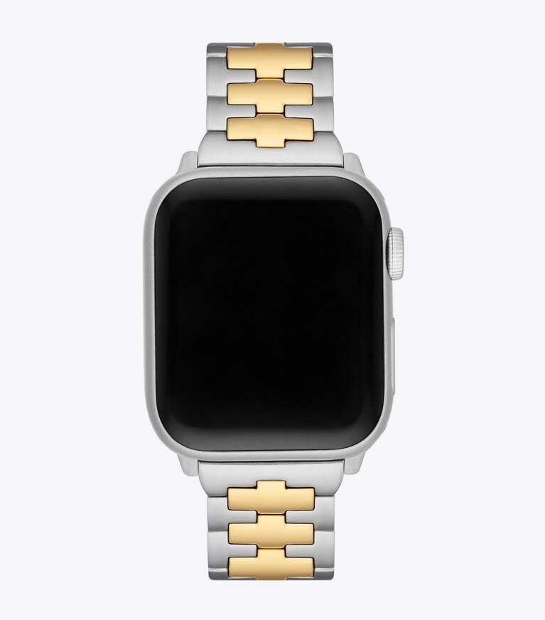 Tory Burch designer strap watches Reva Band for Apple Watch®, Two-Tone Gold/Stainless Steel in 2 TONE front