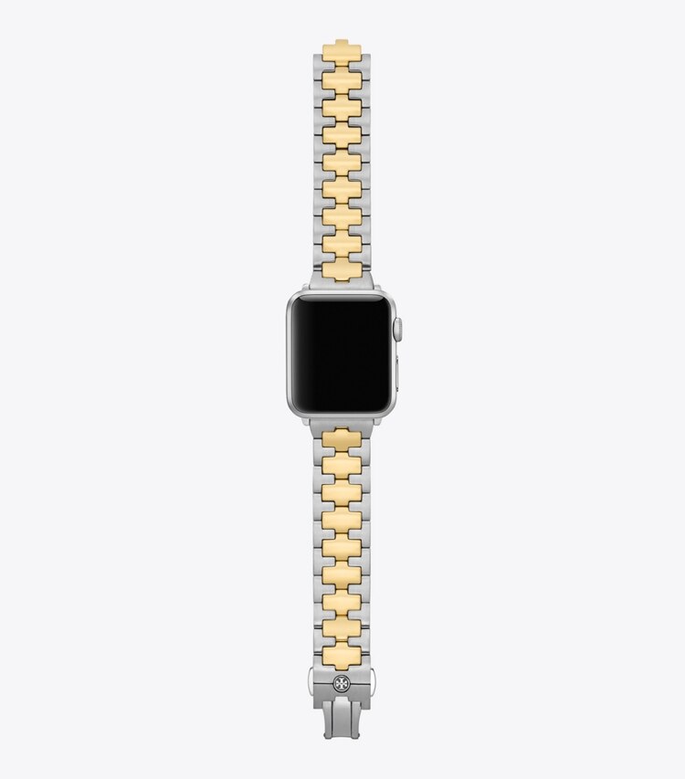 Tory Burch designer strap watches Reva Band for Apple Watch®, Two-Tone Gold/Stainless Steel in 2 TONE front