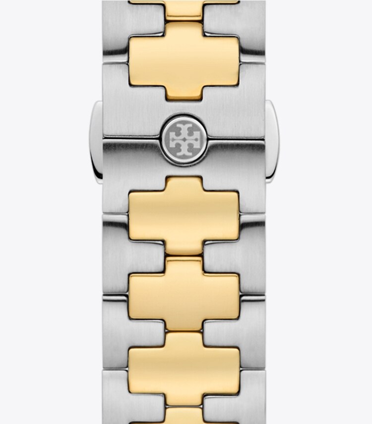 Tory Burch designer strap watches Reva Band for Apple Watch®, Two-Tone Gold/Stainless Steel in 2 TONE packable reversible
