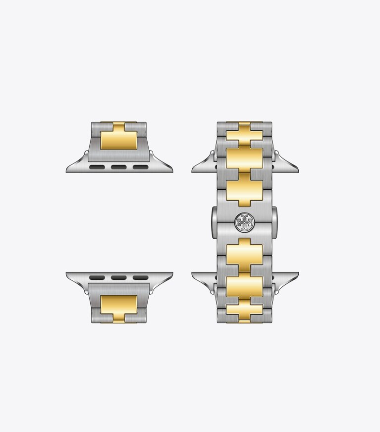 Tory Burch designer strap watches Reva Band for Apple Watch®, Two-Tone Gold/Stainless Steel in 2 TONE front