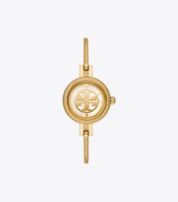 Womens Accessories Watches Navy/gold-tone Stainless Steel 37 X 37 Mm in Metallic Tory Burch T Monogram Tory Watch 
