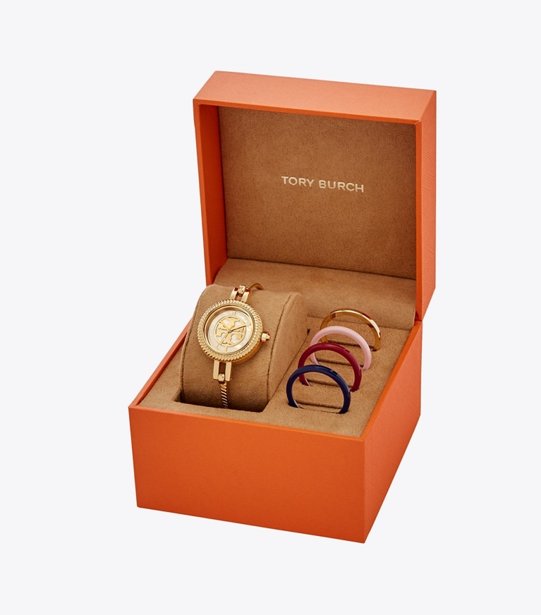 Reva Bangle Watch Gift Set Multi Color Gold Tone Stainless Steel