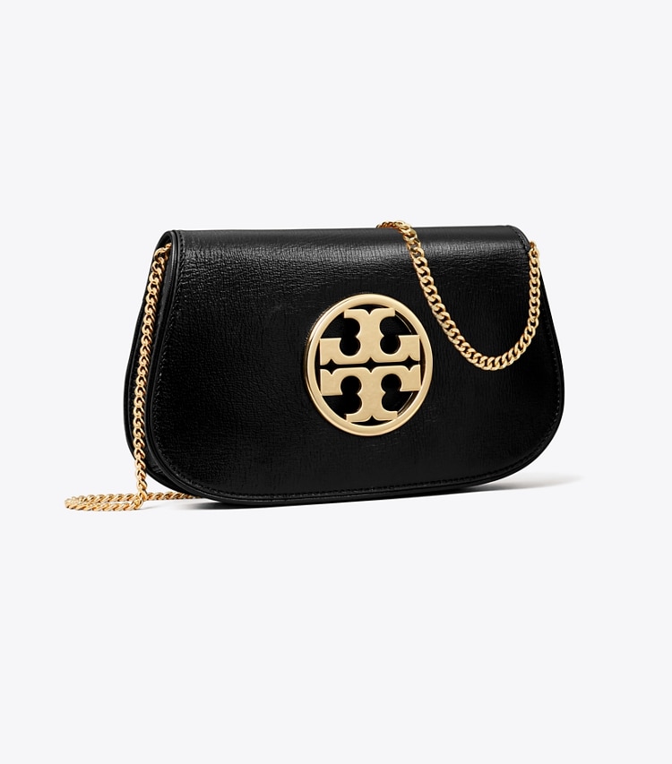Tory Burch designer clutches Reva Clutch in Black angle