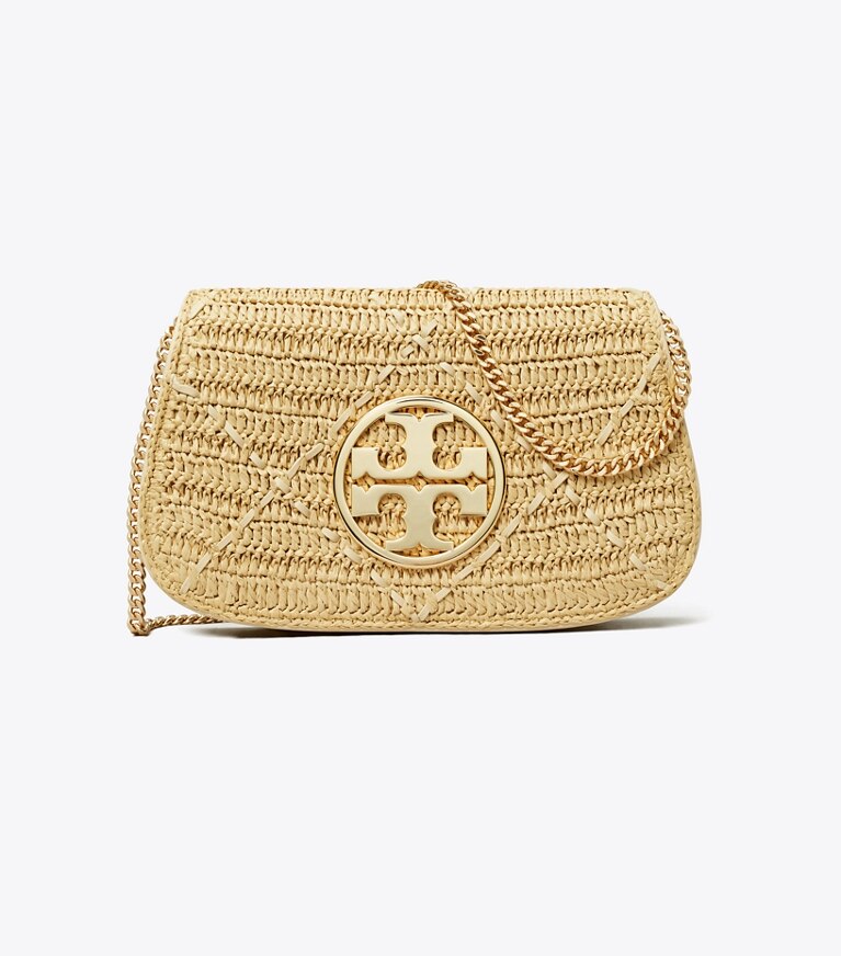 Tory Burch designer clutches Reva Clutch aus Bast in Natural angle
