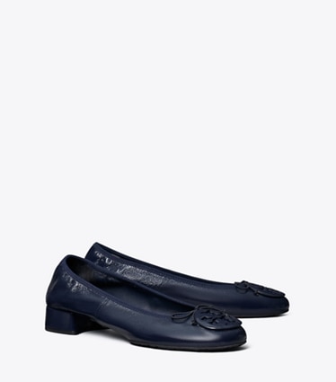 Tory Burch designer flats Reva Heeled Ballet in NEW NAVY / NEW NAVY angle