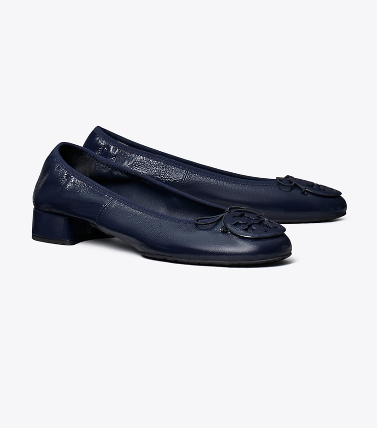 Tory Burch designer flats Reva Heeled Ballet in NEW NAVY / NEW NAVY angle