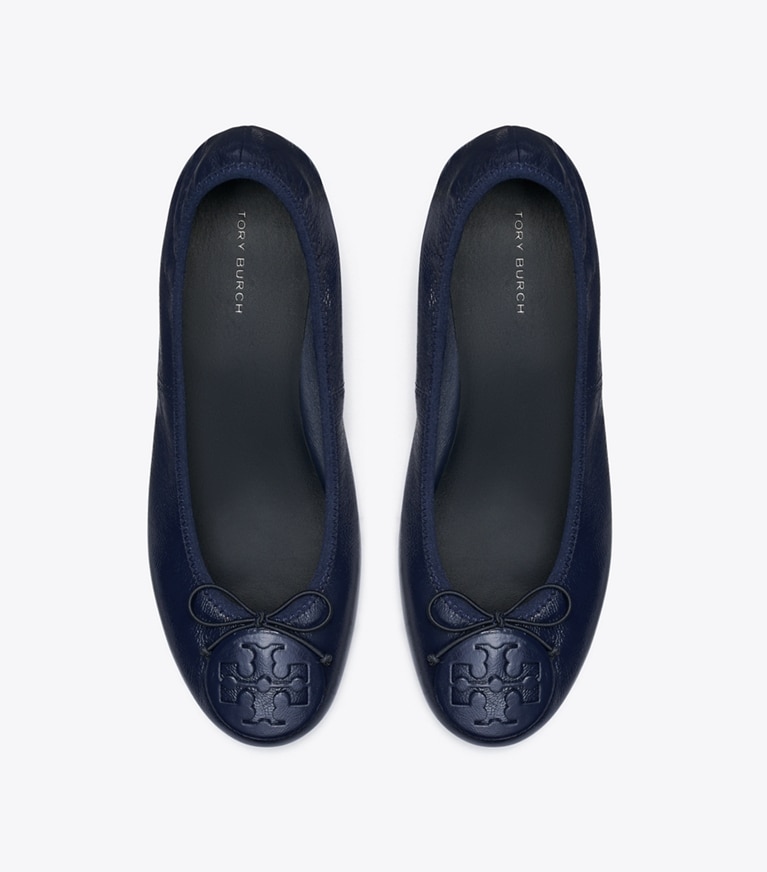 Tory Burch designer flats Reva Heeled Ballet in NEW NAVY / NEW NAVY angle
