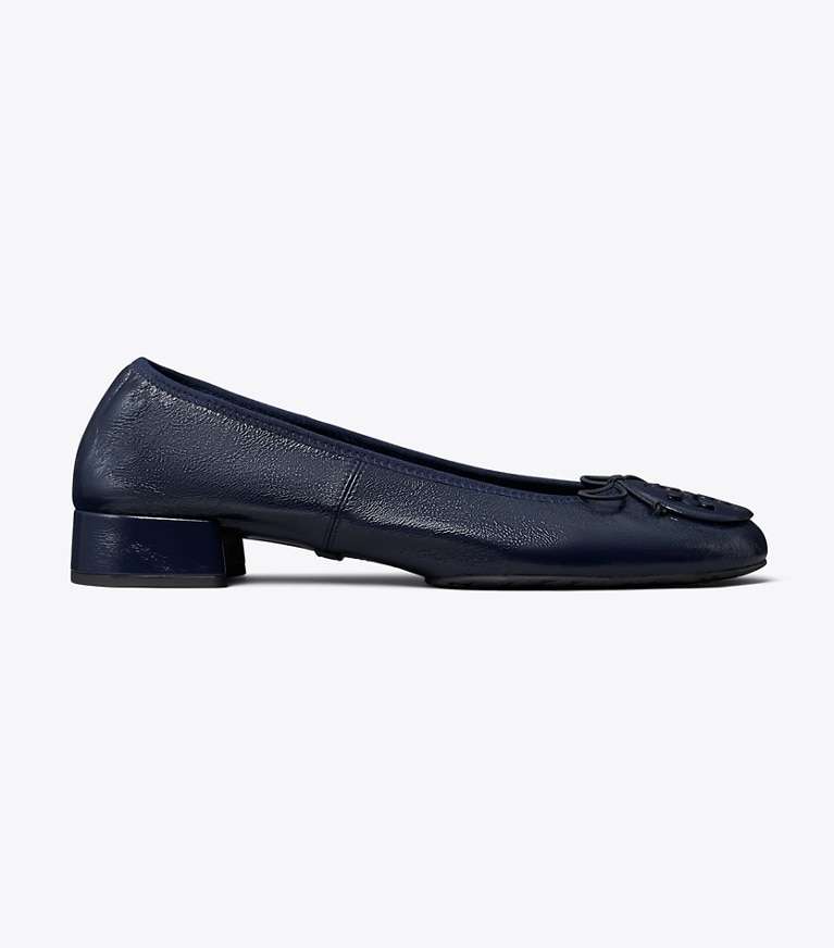 Tory Burch designer flats Reva Heeled Ballet in NEW NAVY / NEW NAVY angle