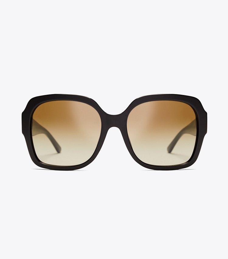 Tory Burch designer sunglasses & eyewear Reva Large Square Sunglasses in Black front