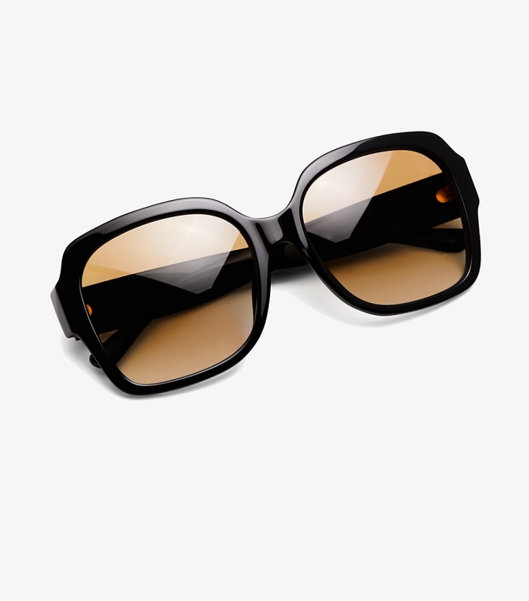 Tory Burch designer sunglasses & eyewear Reva Large Square Sunglasses in Black overhead