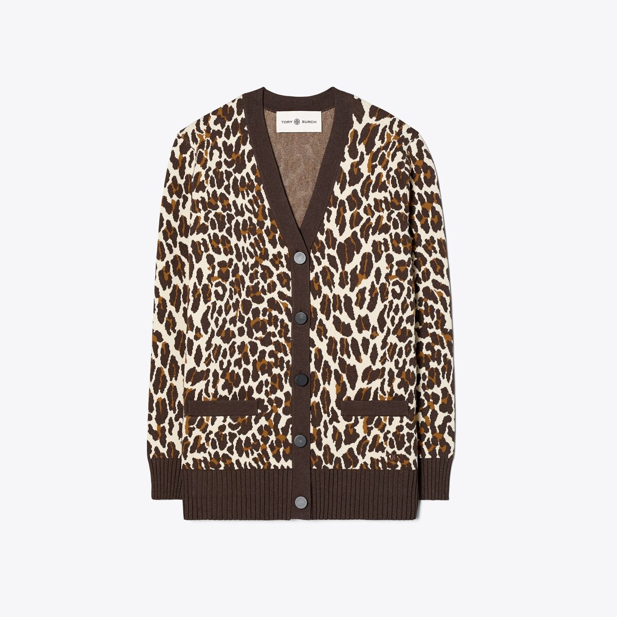 Reva Leopard Boyfriend Cardigan: Women's Designer Sweaters | Tory Burch