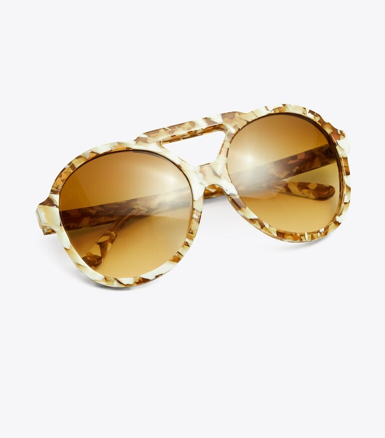 Tory burch sales rounded aviator sunglasses