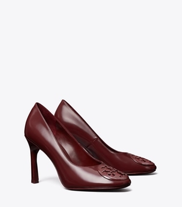 Tory Burch designer heels Reva Pump in BORDEAUX angle