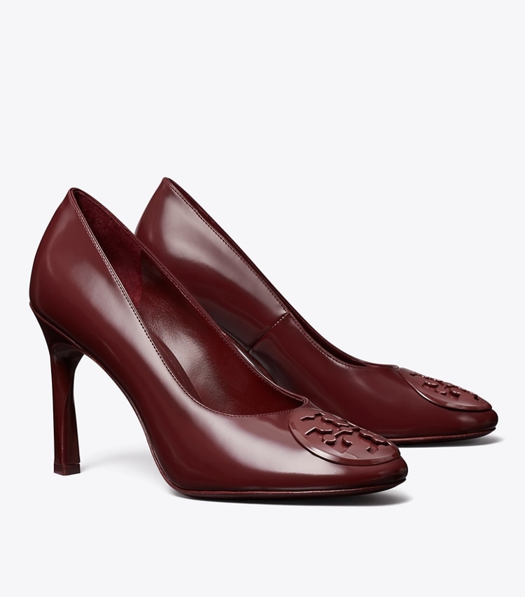 Tory Burch designer heels Reva Pump in BORDEAUX angle