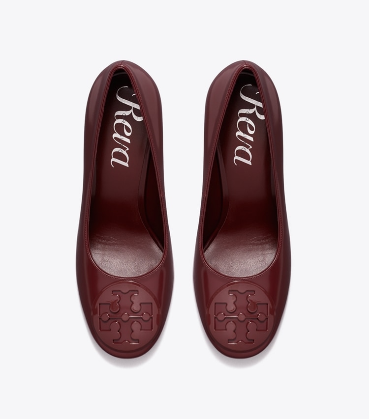 Tory Burch designer heels Reva Pump in BORDEAUX overhead