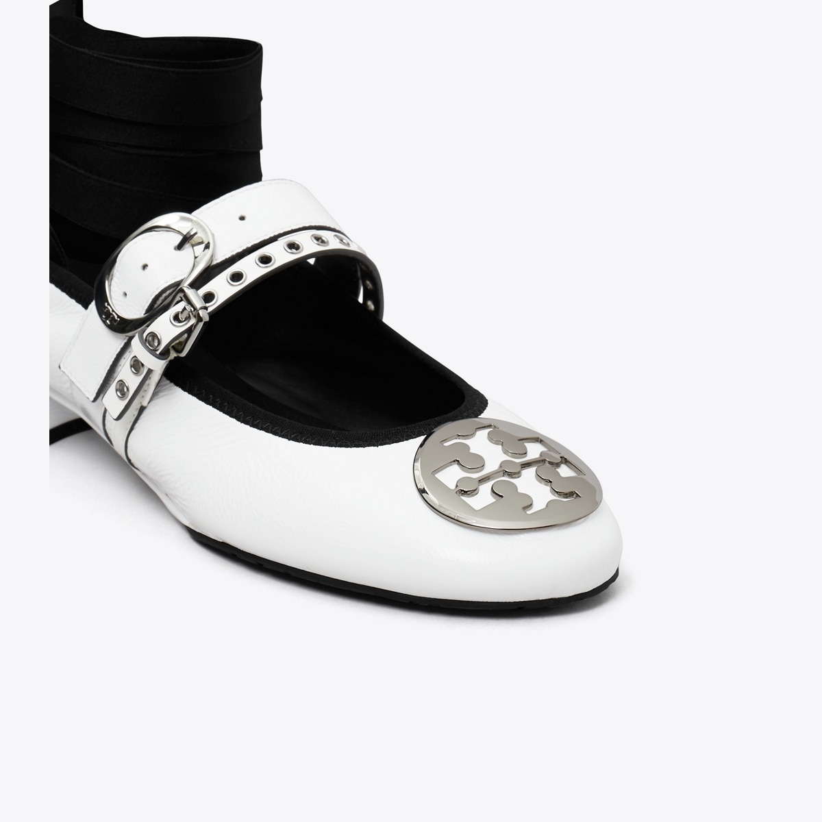 Reva Punk Heeled Ballet in white | Tory Burch