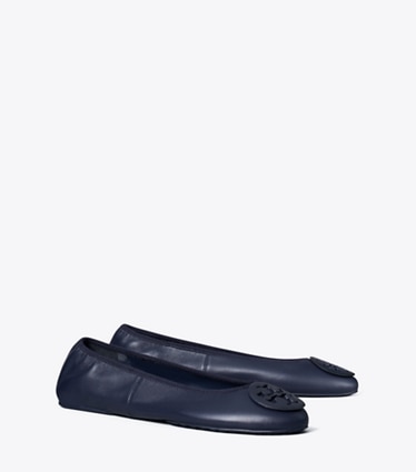 Tory Burch designer loafers Reva Travel Ballerina in NEW NAVY / NEW NAVY angle