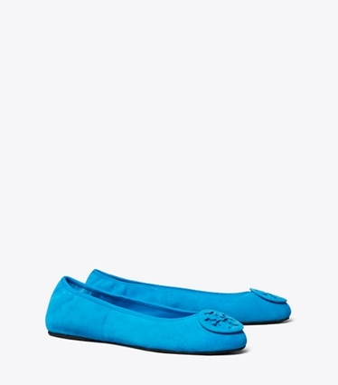 Tory Burch designer loafers Reva Travel Ballerina in DEEP BLUE / DEEP BLUE angle