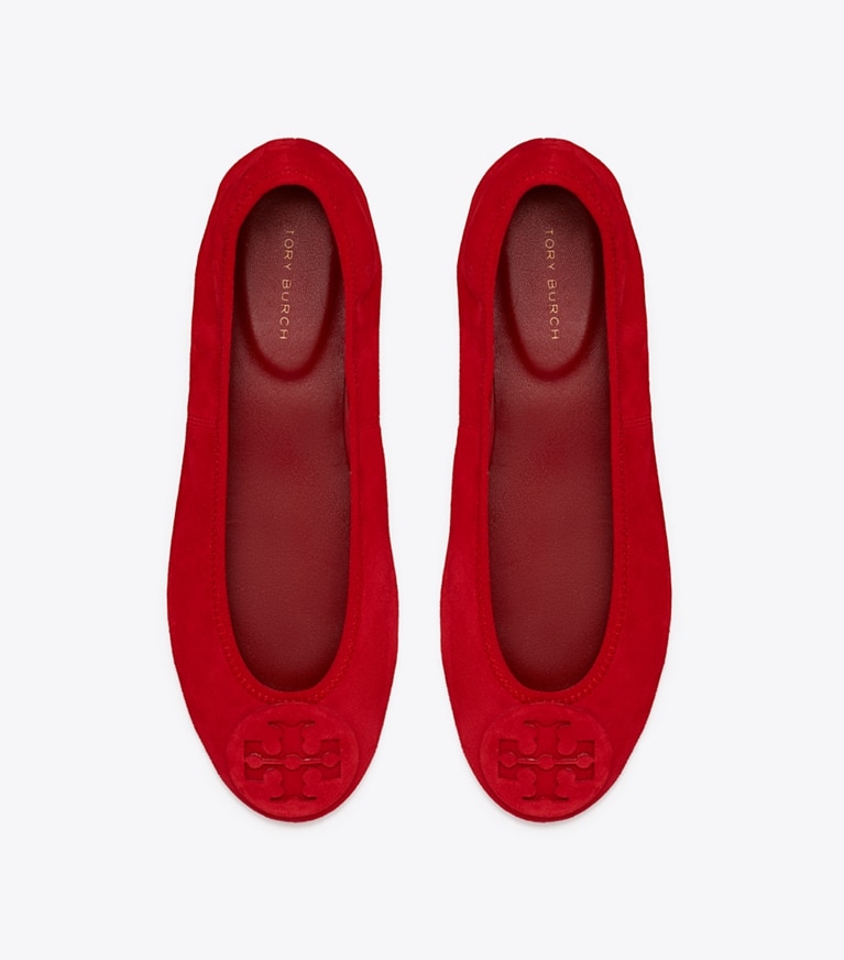 Tory Burch designer loafers Reva Travel Ballerina in TOUCAN RED / TOUCAN RED von oben