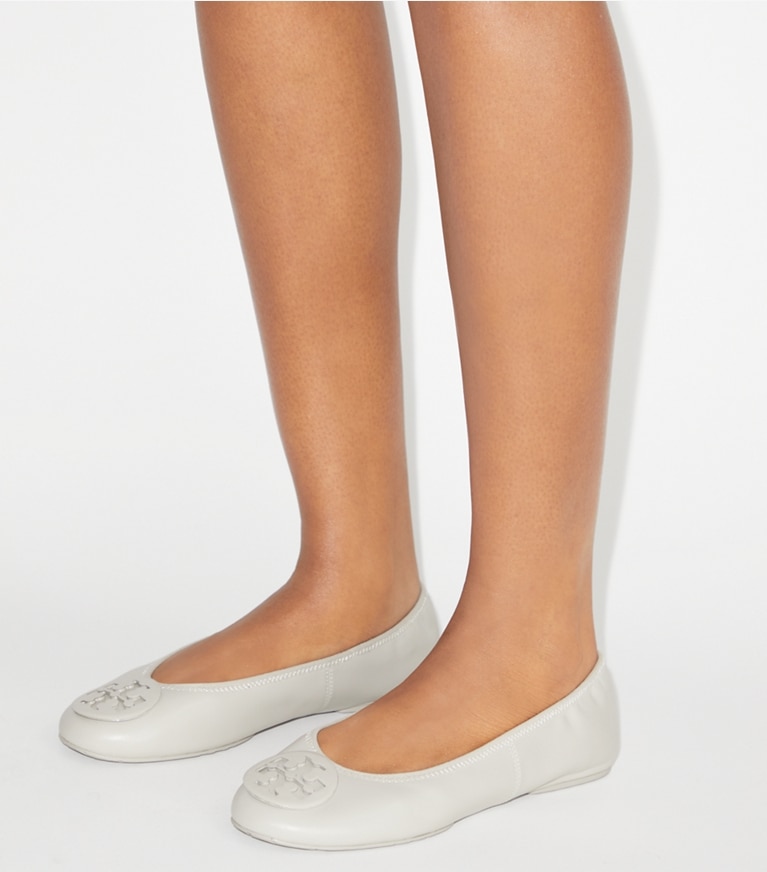 Tory Burch designer flats Reva Travel Ballet in ASH CLOUD angle