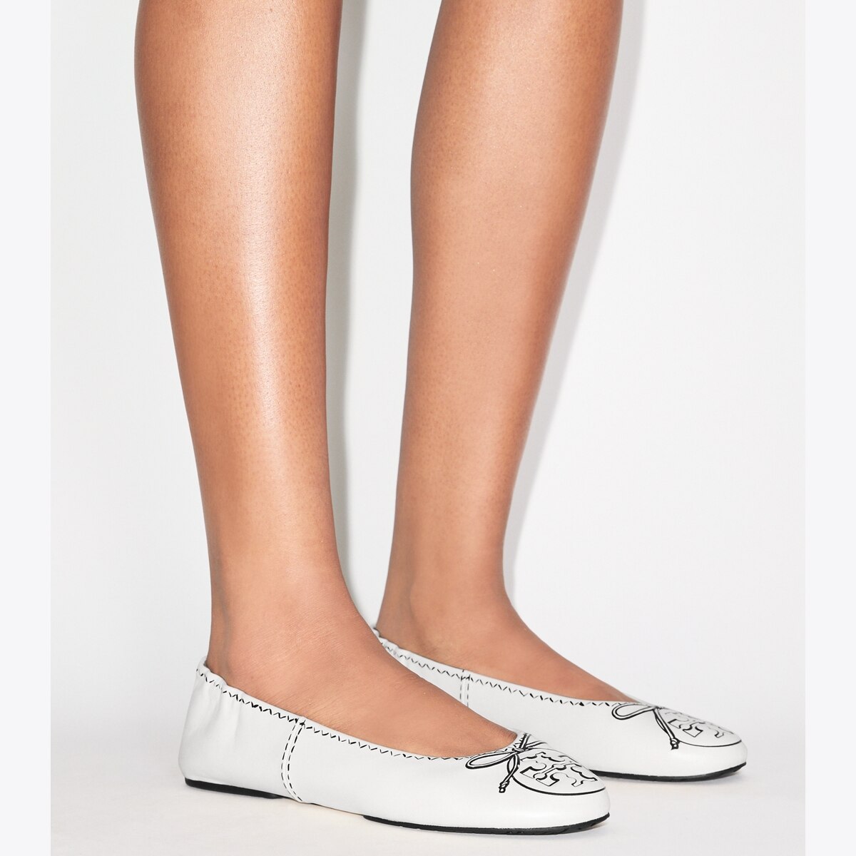 Reva Travel Ballet in cream with printed detailing | Tory Burch