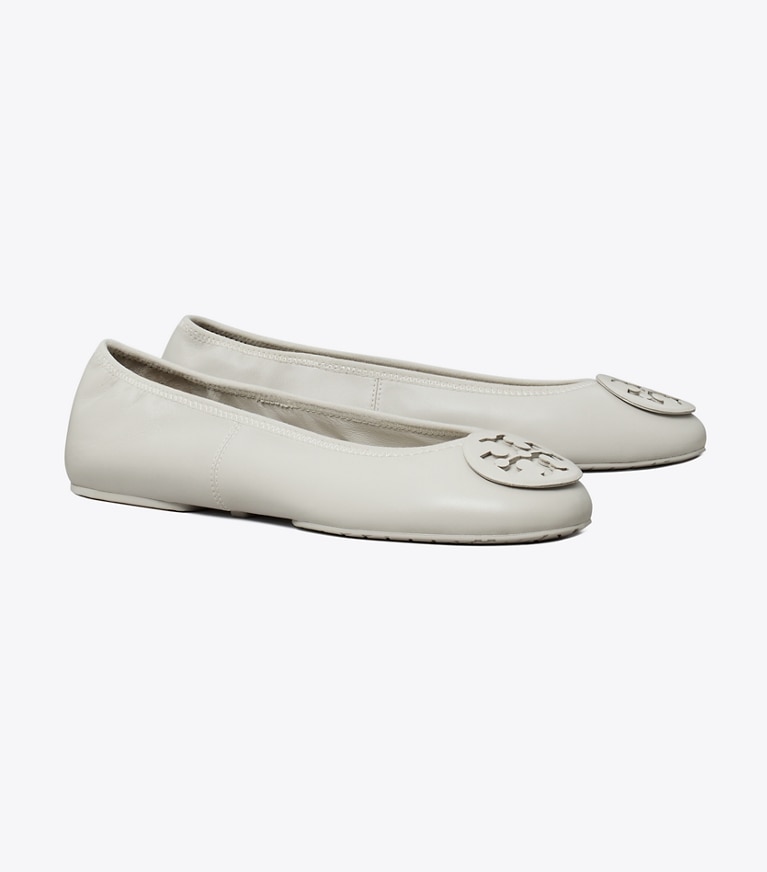 Tory Burch designer flats Reva Travel Ballet in ASH CLOUD angle