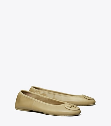 Tory Burch designer flats Reva Travel Ballet in PALO SANTO / PALO SANTO angle