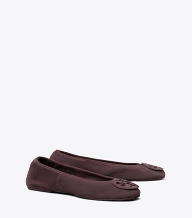 Tory Burch designer flats Reva Travel Ballet in SMOKY PLUM / SMOKY PLUM angle